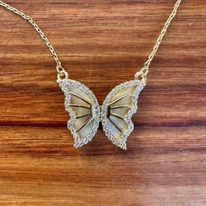 Gold Butterfly Pendant Necklace with Intricate Design